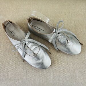 Anothersole Lucie ll Leather Flats Metallic Silver Lace-up Round Toe 39